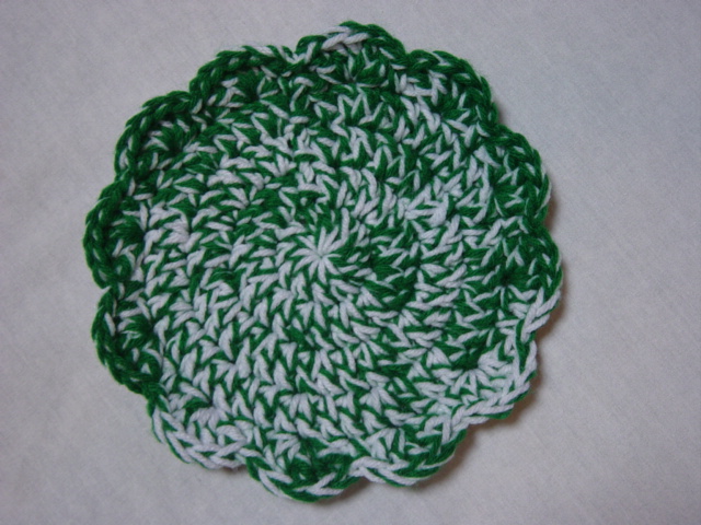 Crocheted Pot Holder grn/white Crocheted Pot Holder grn/white