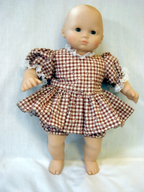 15" doll dress Brn gingham 15" doll dress Brn gingham