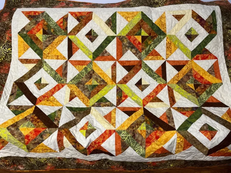Brown, Green and Orange Batik Quilt